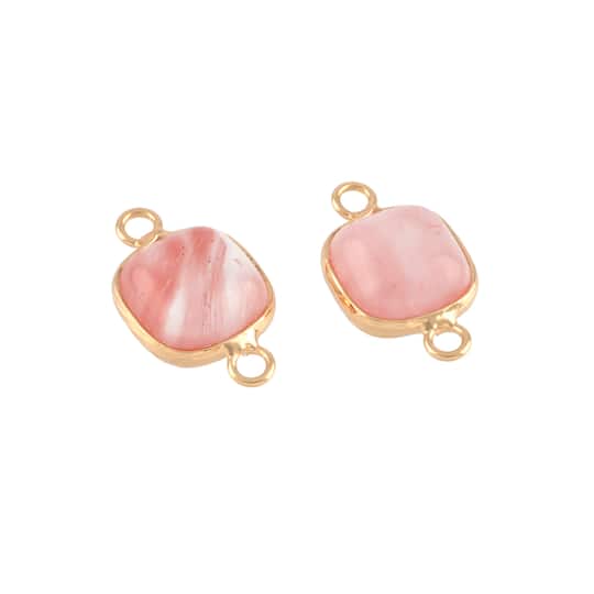 20mm Pink Reconstituted Quartz Gold Connectors, 2ct. by Bead Landing&#x2122;